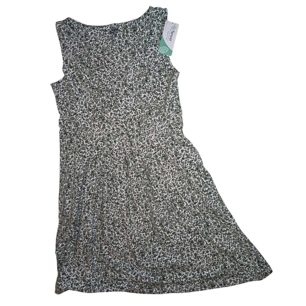 Lands End Tencel Floral Print Sleeveless Knit Dress Womens Petite‎ L Casual